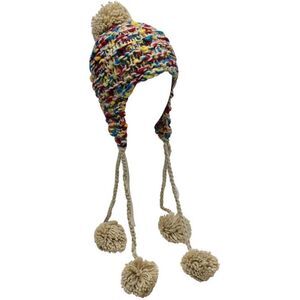 Thick Chunky Trapper Hat With Long Pom Poms